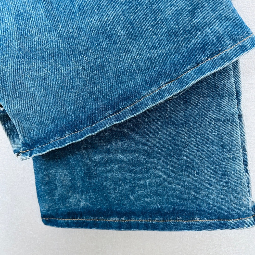 JouJou Jeans Blue Denim Bell bottom Womens 33 waist Button Detail High Rise - Picture 7 of 12
